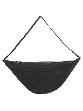 Prada Shoulder Bag Triangle Canvas Black